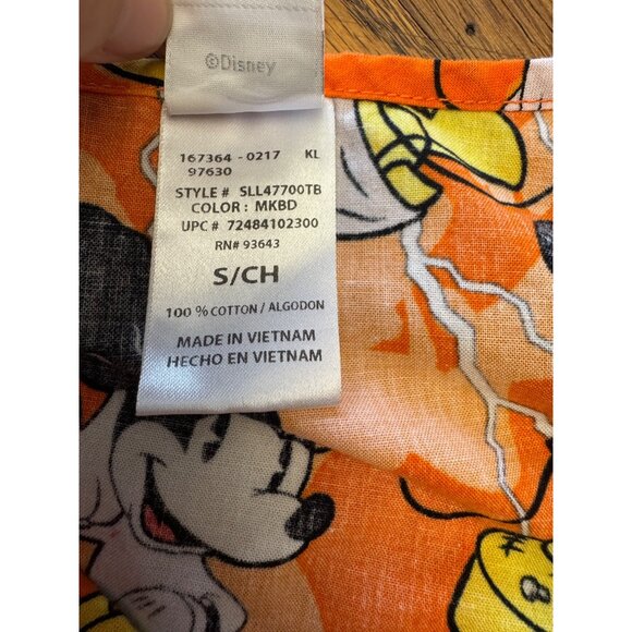 Disney Mickey Minnie Mouse Halloween Scrub Top S Cotton Orange V-Neck - Picture 4 of 11